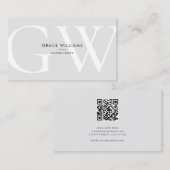 Minimalistische Monogram Initialen QR Code Profess Visitekaartje (Voorkant / Achterkant)