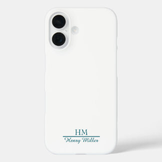 Minimalistische Monogram iPhone Case-Gepersonalise 16 Hoesje