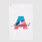Minimalistische monogram letter A koraalblauw wit Golfhanddoek (Voorkant)
