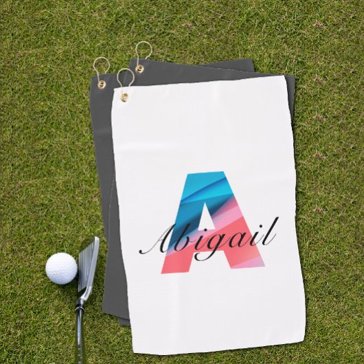 Minimalistische monogram letter A koraalblauw wit Golfhanddoek