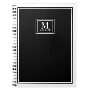 Minimalistische Monogram Mode Dubbele Rand Zwart Notitieboek