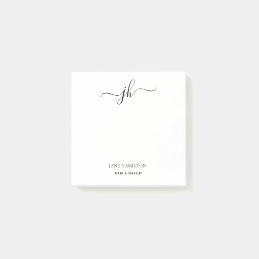 Minimalistische Monogram Script Naam Post-it® Notes (Voorkant)