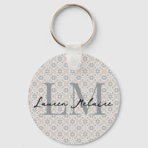 Minimalistische Monogram Script Naam Spaanse Tegel Sleutelhanger