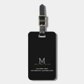 minimalistische monogrammed black Mr & Mrs. Bagagelabel (Voorkant verticaal)