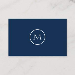 Minimalistische monogrammen Elegant Dark Blue Visitekaartje