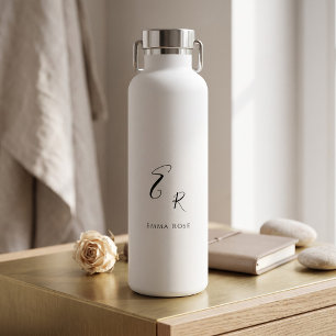 Minimalistische Monogramnaam Elegante Script Lette Waterfles