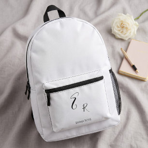 Minimalistische Monogramnaam Elegante Scriptletter Bedrukte Rugzak