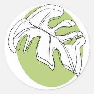 Minimalistische Monstera Blad Geometrische Vorm Ronde Sticker