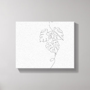 Minimalistische Monstera Line Art Canvas Afdruk