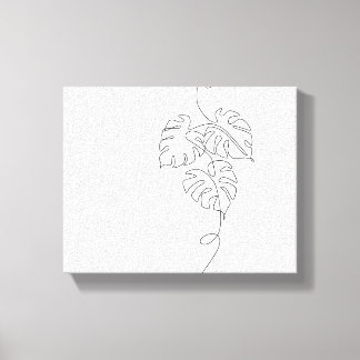 Minimalistische Monstera Line Art Canvas Afdruk