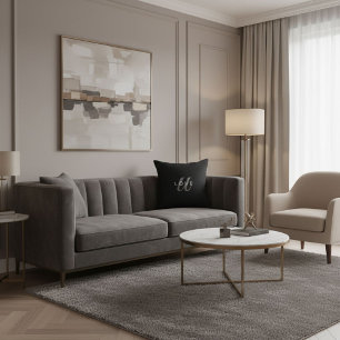 Minimalistische mooie elegante script zwart en wit kussen