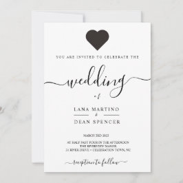Minimalistische, mooie LoveHeart Wedding Uitnodigi Kaart