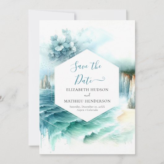 Minimalistische mooie nautische bruiloft save the date (Voorkant)