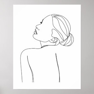 Minimalistische mooie vrouw lijn art poster