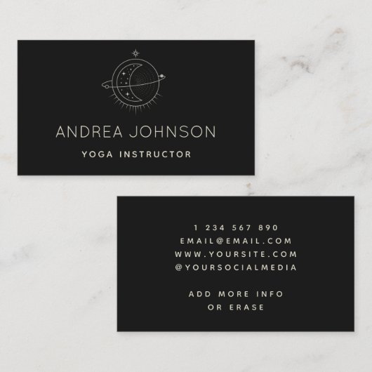 Minimalistische moon en steraar Astroloog Energy H Visitekaartje (Voorkant / Achterkant)