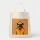 Minimalistische mopshond canvas tas (Voorkant)