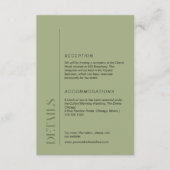 Minimalistische mos groene bruiloft informatie informatiekaartje (Voorkant)