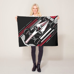 Minimalistische Motorsport Formule Race Auto Snelh Fleece Deken