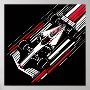 Minimalistische Motorsport Formule Race Auto Snelh Poster