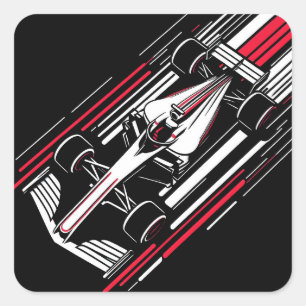 Minimalistische Motorsport Formule Raceauto Snelhe Vierkante Sticker