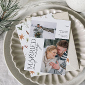 Minimalistische Mr en Mrs Married & Merry Foto Feestdagenkaart