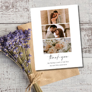 Minimalistische multi-foto bruiloft dank u briefkaart