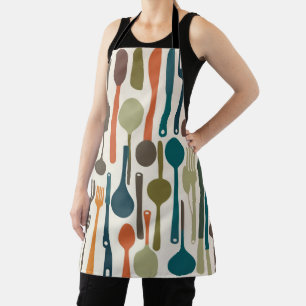 Minimalistische multi kleur keukengerei silhouette schort