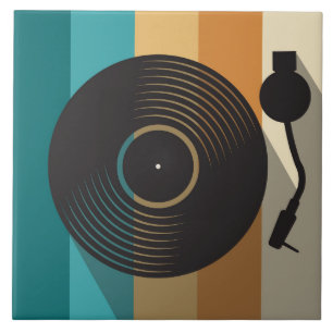 Minimalistische muziek op vintage vinylplatenspele tegeltje
