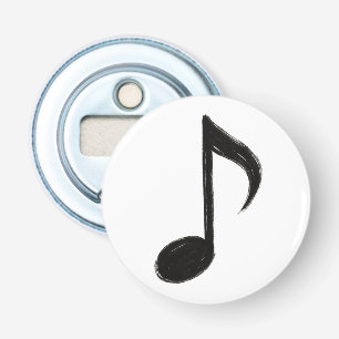 Minimalistische muzieknoot – Inktpenseelstijl op  Button Flesopener