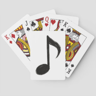Minimalistische Muzieknoot – Inktpenseelstijl op Pokerkaarten