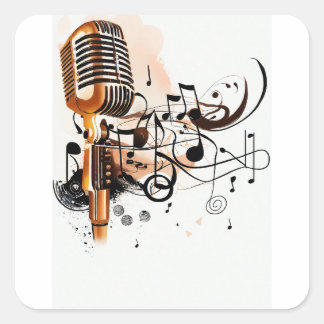 Minimalistische muziekvibes - zwart-wit potloodsch vierkante sticker