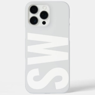 Minimalistische Naam Initiaal Grijs Wit Custom Mon iPhone 16 Pro Max Hoesje