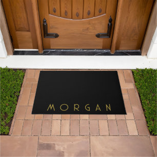 Minimalistische naam monogram goud zwart deurmat