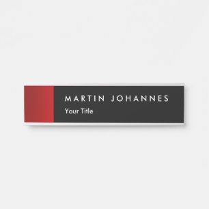 Minimalistische naam titel zwart rood professional deurbordje