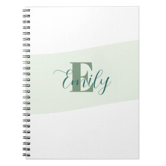 Minimalistische naammonogram retro groen notitieboek
