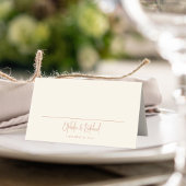 Minimalistische namen datum foto crème bruiloft