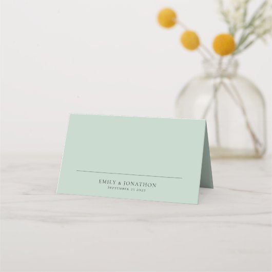 Minimalistische namen Datum Sage Groene bruiloft (Voorkant)