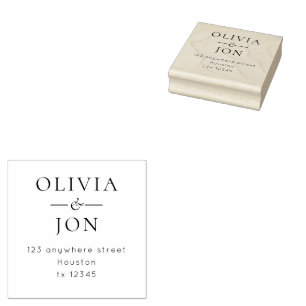 Minimalistische namen en retouradres Huwelijk Rubberstempel