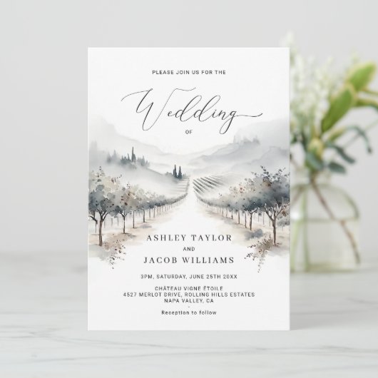 Minimalistische Napa Valley Waterverf wijngaard-th Kaart (Staand voorkant)