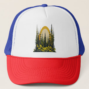 Minimalistische Natuur Landschapsbomen Mountain Wi Trucker Pet