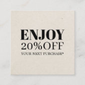 Minimalistische Natuurlijke Zwarte Witte Coupon (Voorkant)