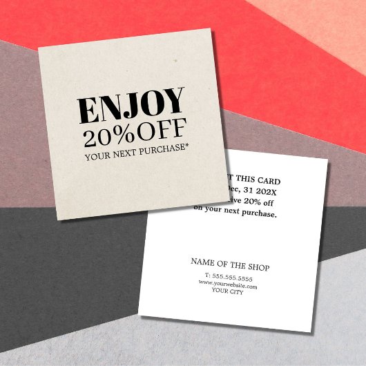 Minimalistische Natuurlijke Zwarte Witte Coupon