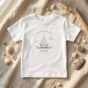Minimalistische Nautilsche Verjaardag Zeilboot Kus Kinder Shirts