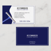 Minimalistische Navy Accent Kantoor Schoonmaak Visitekaartje (Voorkant / Achterkant)