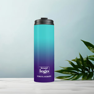 Minimalistische Navy Aqua Gradient Elemental Logo Thermosbeker