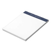Minimalistische Navy Blau Elegante Monogram Notitieblok (Gedraaid)