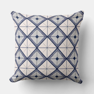 Minimalistische Navy Blau en Witte Geometrische Di Kussen