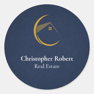 Minimalistische Navy Blau Onroerend Goed Ronde Sticker