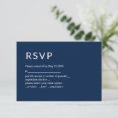 Minimalistische Navy Blau RSVP Kaart (Staand voorkant)