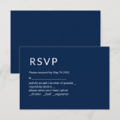 Minimalistische Navy Blau RSVP Kaart (Voorkant / Achterkant)
